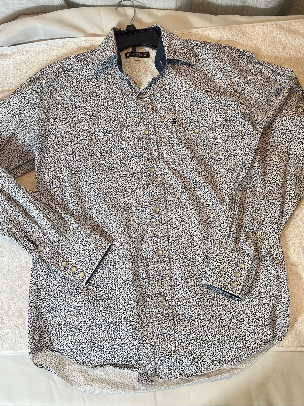 Stetson Men's White Floral Print Western Shirt SIZE SMALL